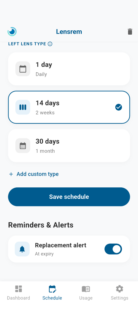 Lensrem app screen